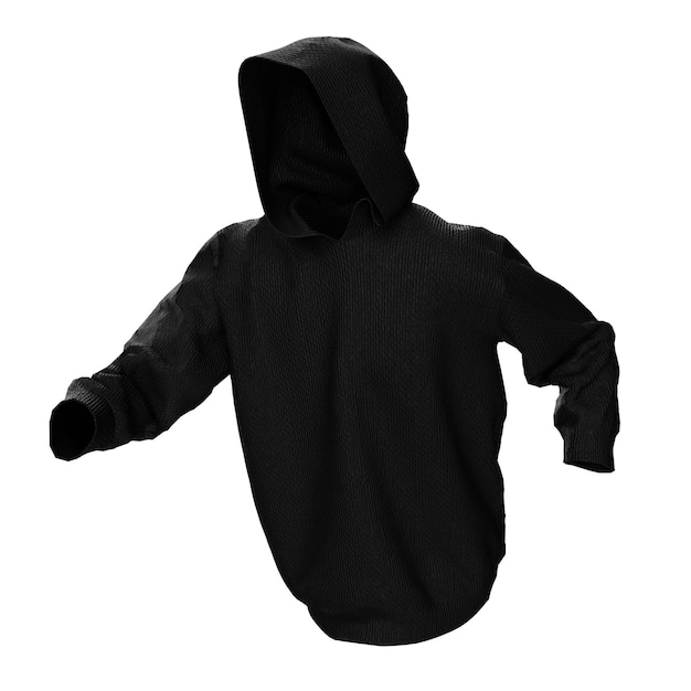 Photo black 3d hoodie mockup on white background