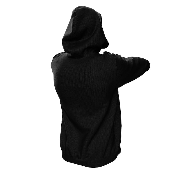 Photo black 3d hoodie mockup on white background