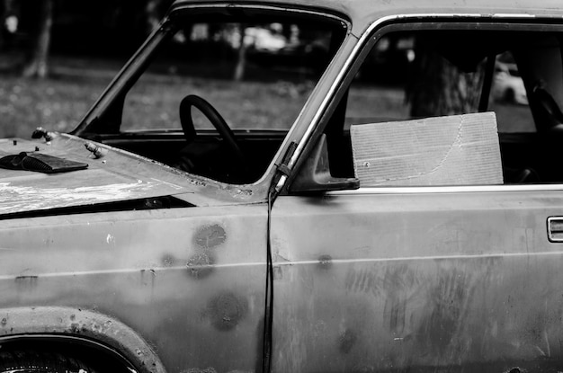 Black abandoned automobile