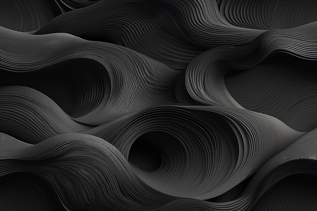 Black abstract background design Modern wavy line pattern