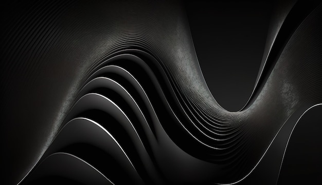 Black abstract background Modern wavy line pattern in monochrome colors