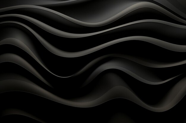 Black abstract background with flowing wave textures