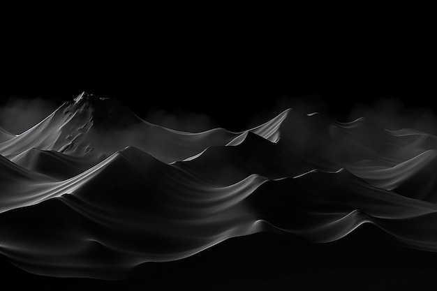 Black abstract background with textured mountain peaks