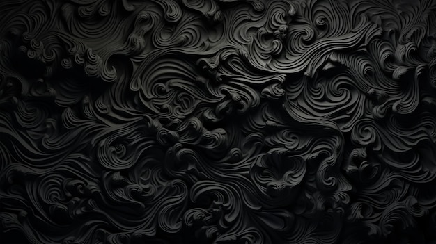 Black abstract background with waves