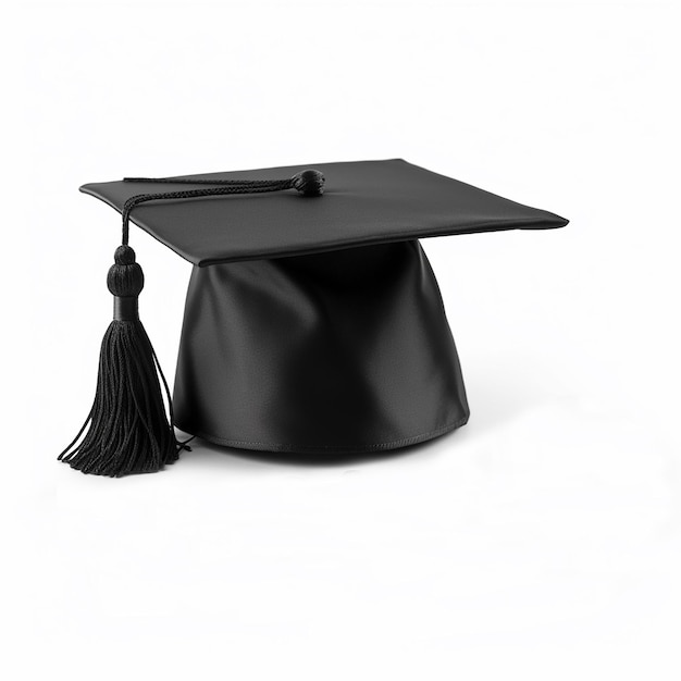 Black academic cap with a tassel isolated on a white background graduation diploma presentation