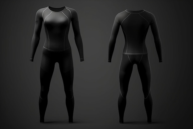 Black Activewear Set Mockup Sleek Sports Top and Leggings