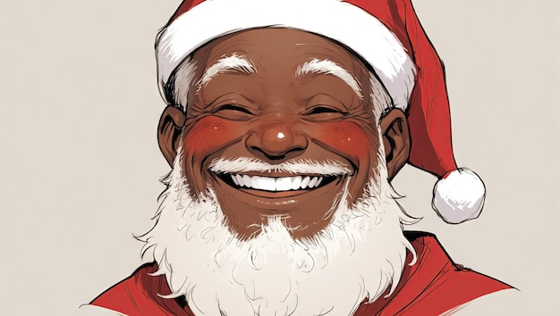 Photo black african american santa claus smiling outside anime style