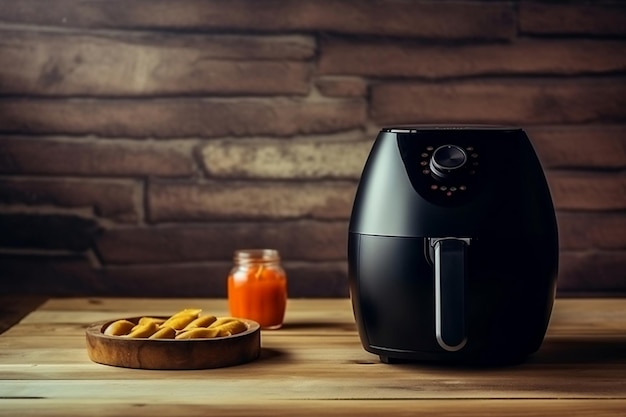 Black air fryer or oilfree fryer appliance Generative Ai