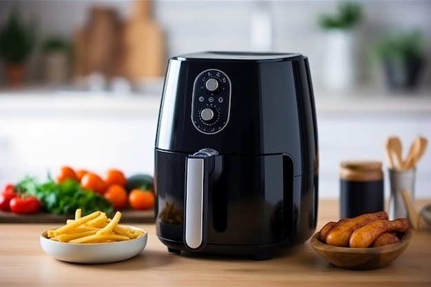 Black air fryer or oilfree fryer appliance Generative Ai