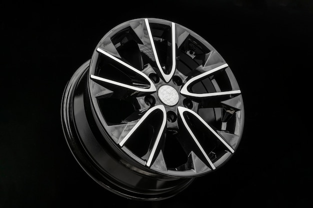 Black alloy wheel, auto parts and auto tuning.