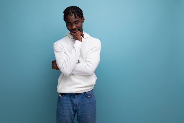 Black american young man with dreadlocks thinking about strategy