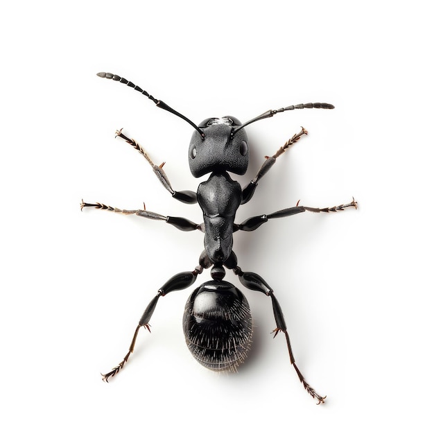 a Black Ant isolated on white Background top view