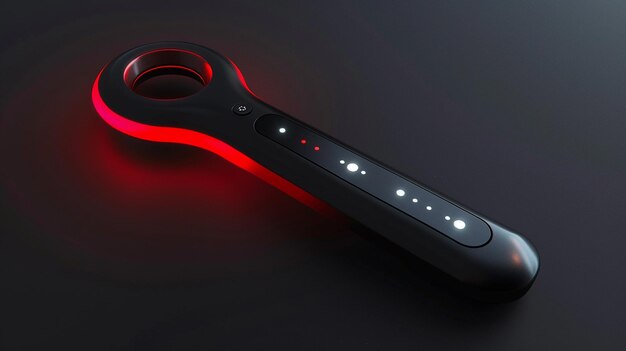 a black arm rest with a red light that says quot power quot