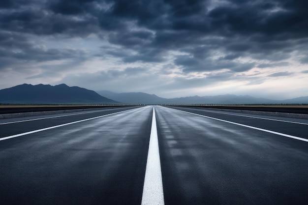 Black Asphalt Road And White Dividing Lines