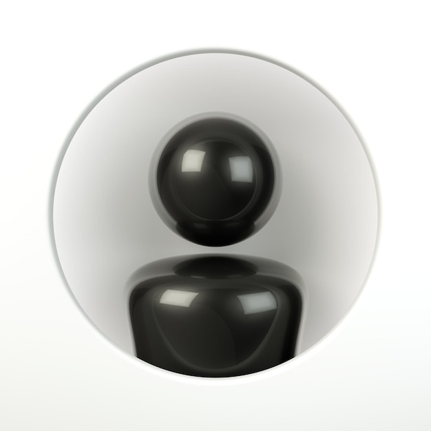 Black Avatar blank shape in white hole. suitable for avatar, internet and profile page themes. 3d illustration