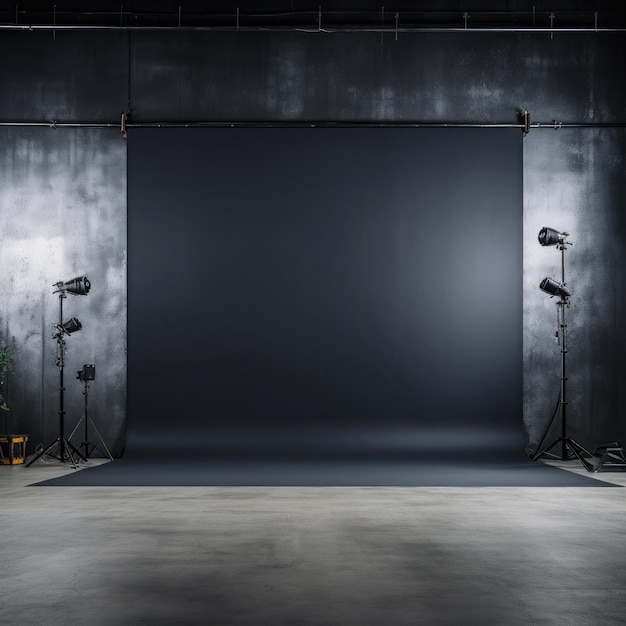 Black backdrop and large wall for product photo shoot