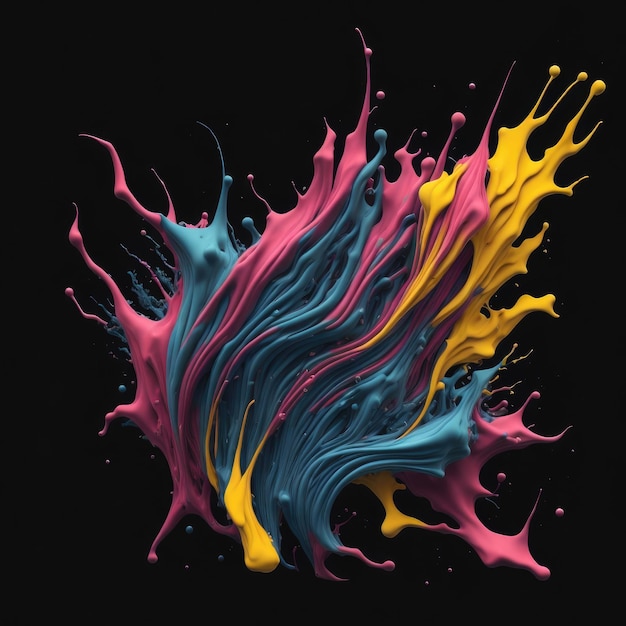 black background colorful splash art generative ai