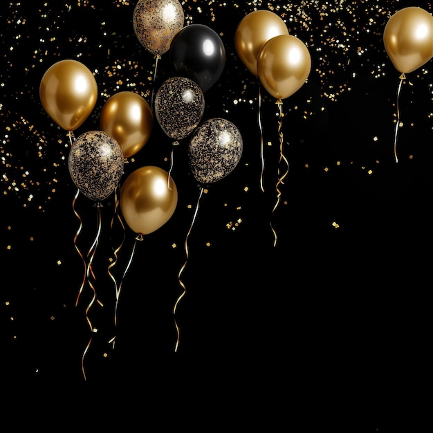 black background facebook banner with gold sparkles