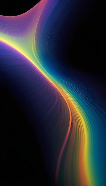 Black background wallpaper for phone with rainbow colored wave