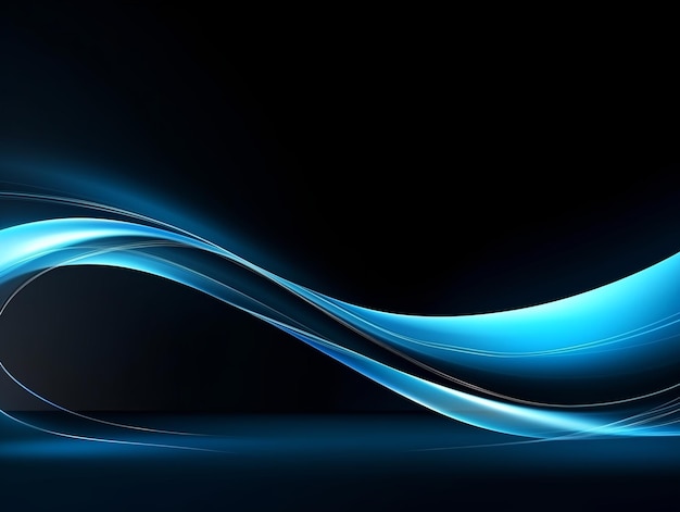 Black background wallpaper with blue wavy lines