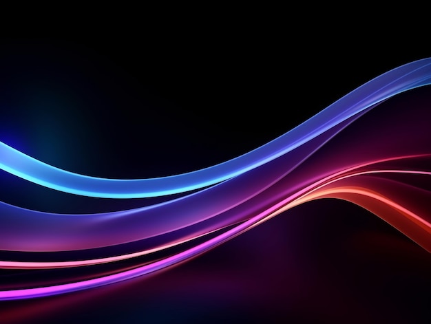 Black background wallpaper with neon wavy lines