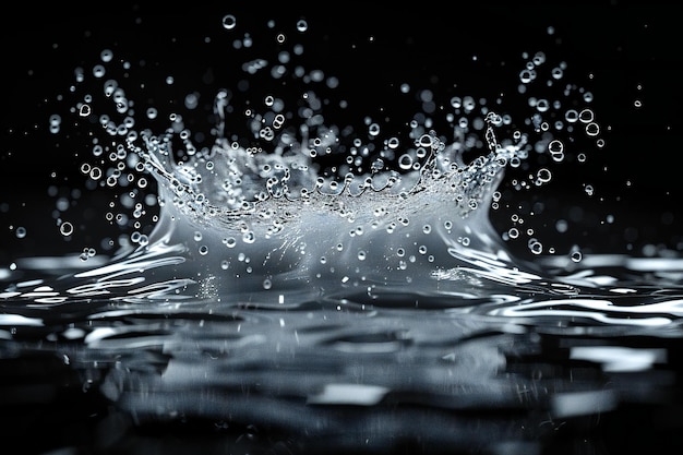 Black background water splash effect a splash of white light high definition photography with hig