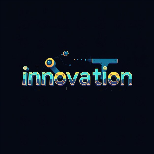 Photo a black background with a blue and orange logo that says  technology