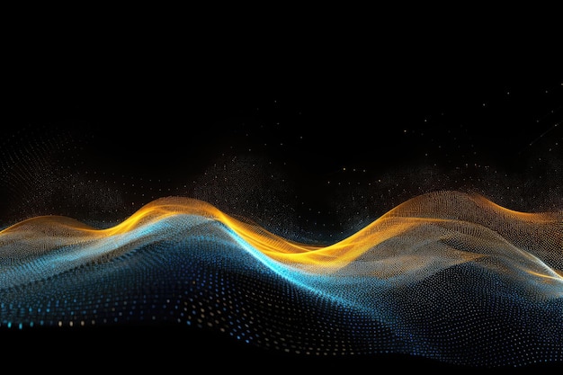 A black background with a blue and orange wave