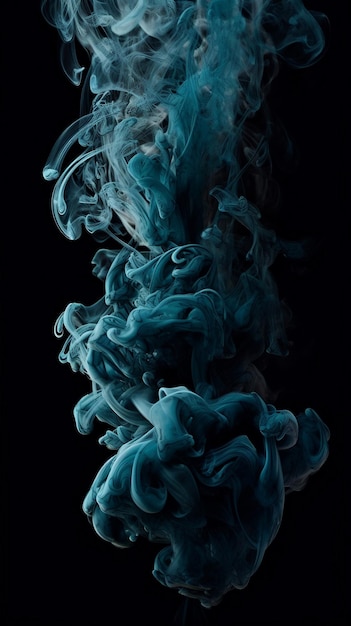 A black background with a blue smoke coming out of it.