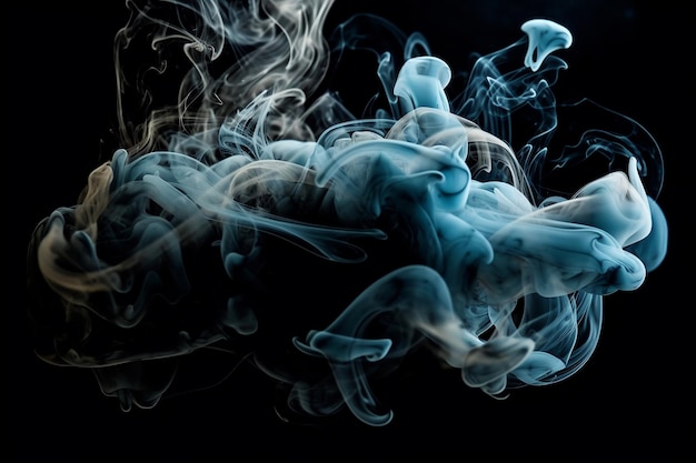 A black background with a blue smoke and the word smoke on it