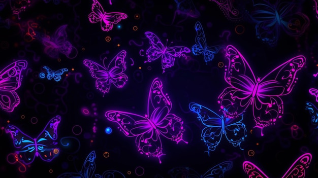 A black background with butterflies and the words butterfly on it