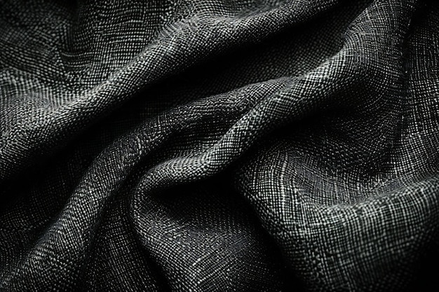 Black background with canvas texture top view dark fabric texture background cloth material patte