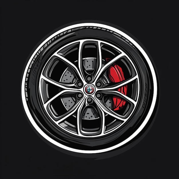 Photo a black background with a car wheel that says  car