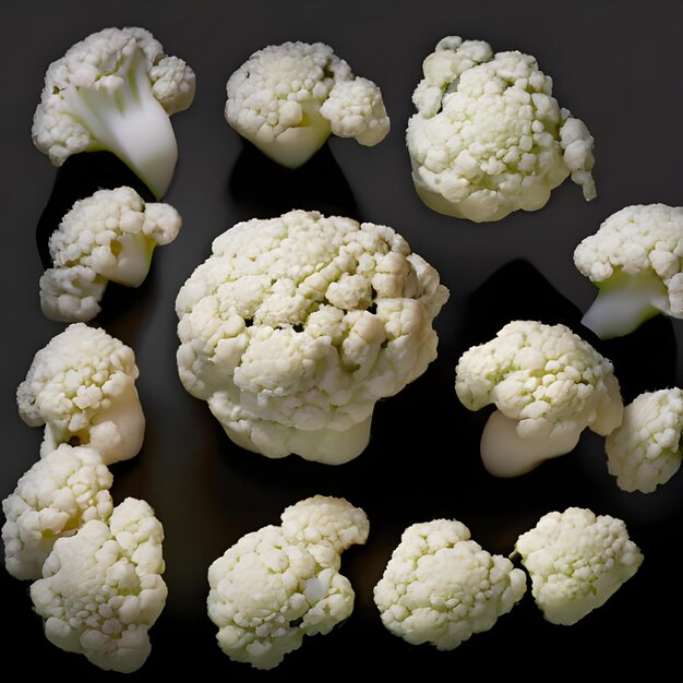 Black background with cauliflower it 4