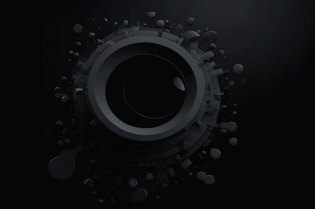 Photo a black background with a circle that has the word quot on it quot