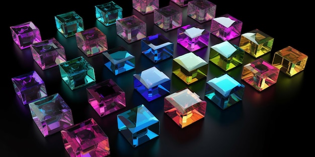 A black background with colorful cubes and the word light on it.