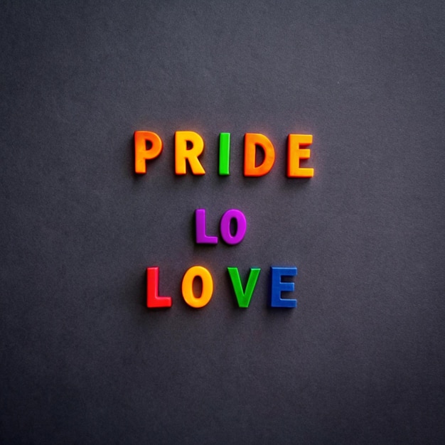 Photo a black background with colorful letters that say  pride