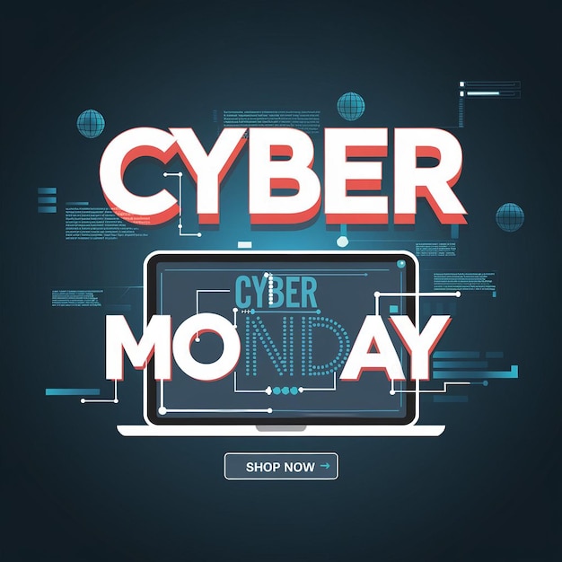 Photo a black background with a cyber monday sale sign