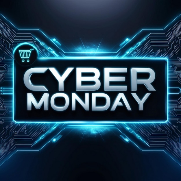 a black background with a cyber monday sale sign