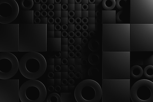 Black background with geometric shapes