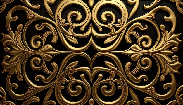 A black background with gold and black designs.