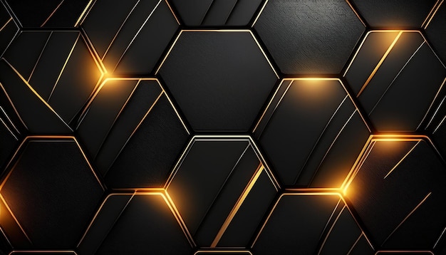 a black background with gold and black tiles