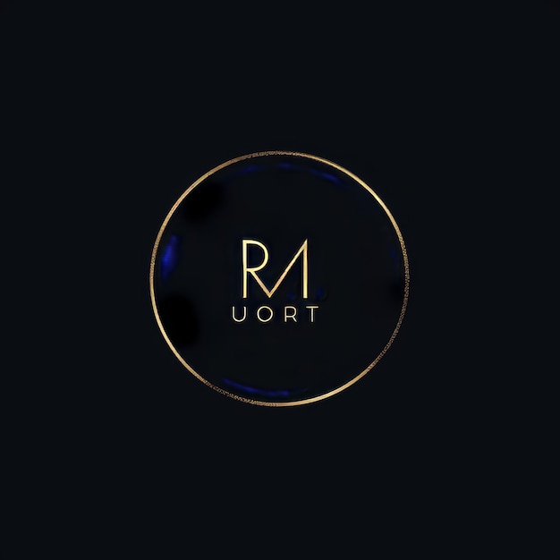 Photo a black background with a gold circle and the word r