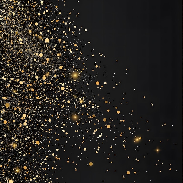 Photo black background with gold confetti dots seamless