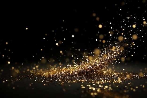 A black background with gold glitter scattered on it