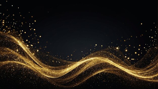 Black background with a gold glitter wave