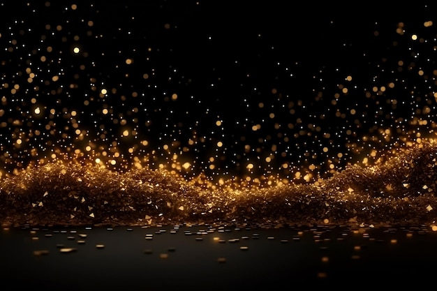 A black background with gold glitters and a black background