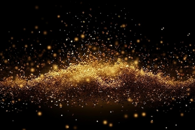 A black background with gold glitters and sparkles.