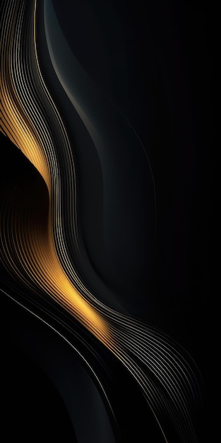 Black background with gold lines and a light in the corner