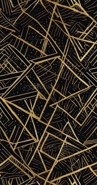 Photo a black background with gold lines and stars